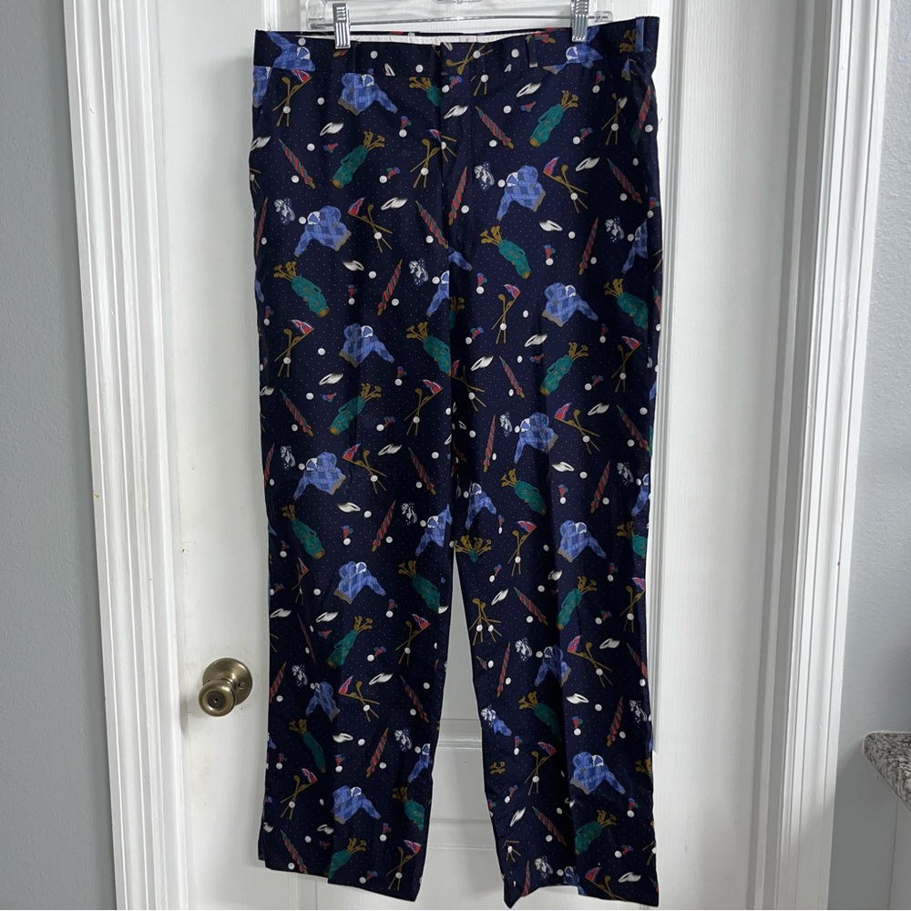 G.T Rhodes Wedgwood Blue and Green Golf Theme Pants